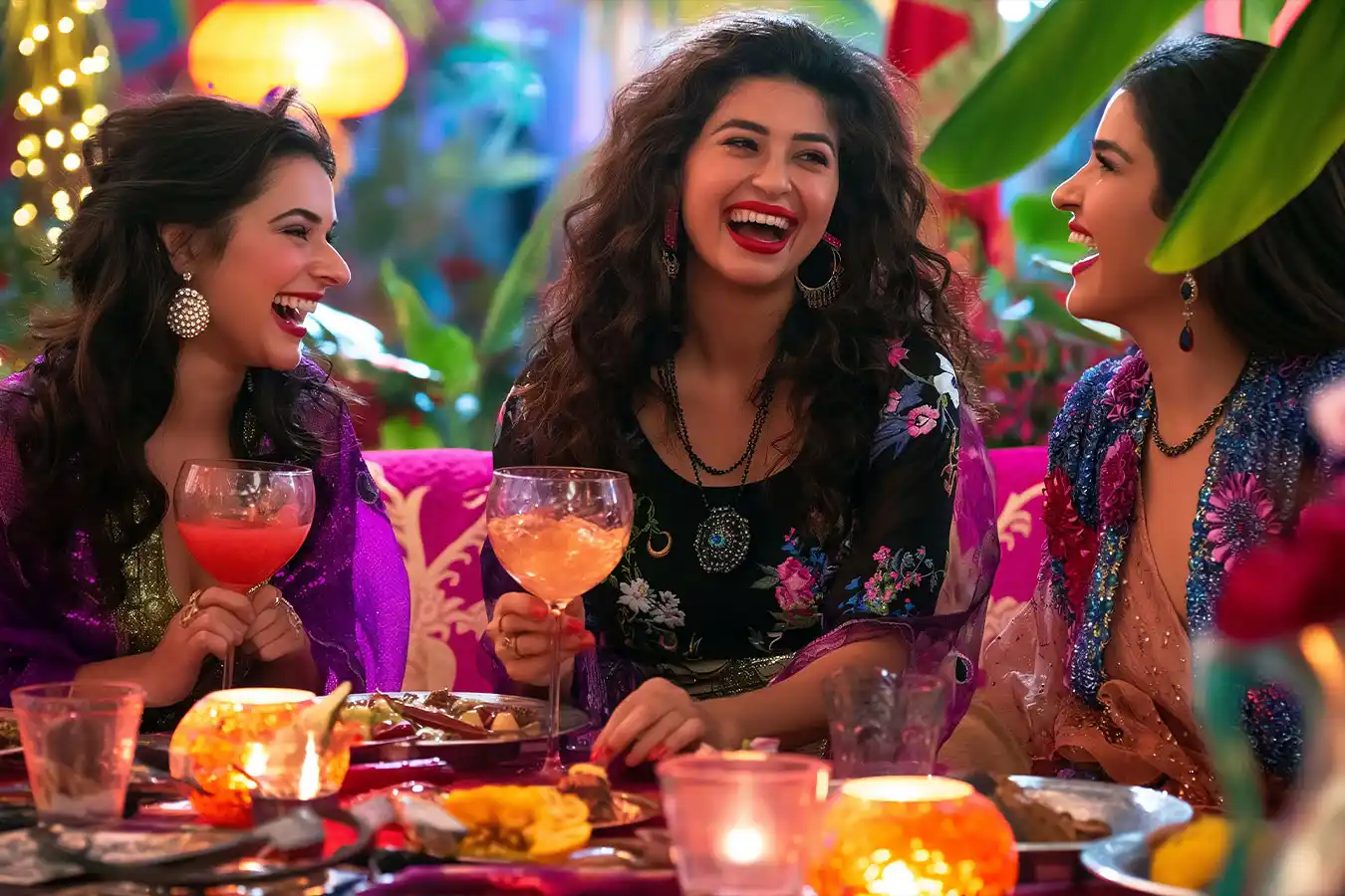 Guests enjoying cocktails at party event