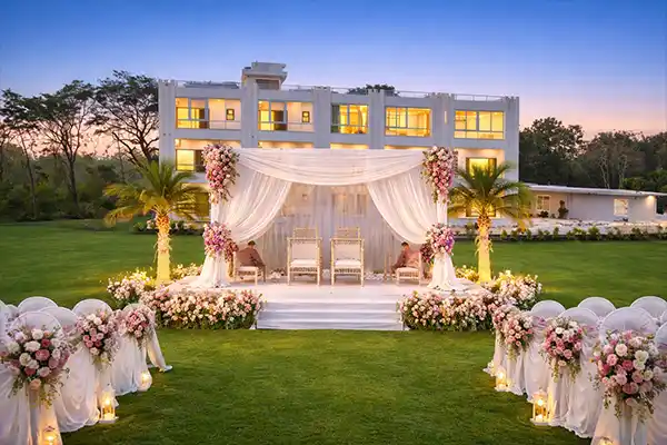 Destination ring ceremony setup at luxury venue