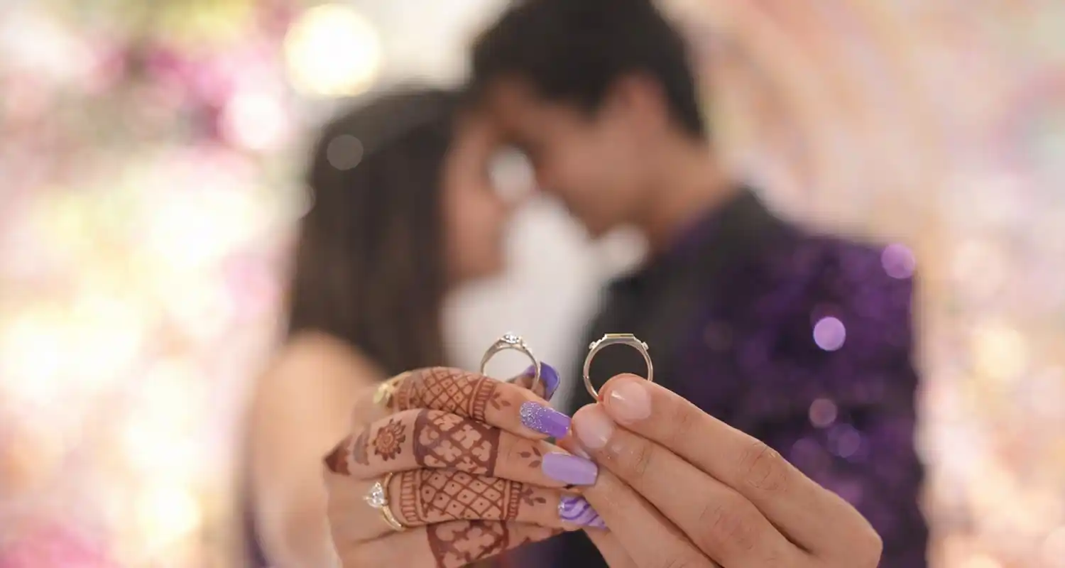 Elegant ring ceremony decoration with floral setup